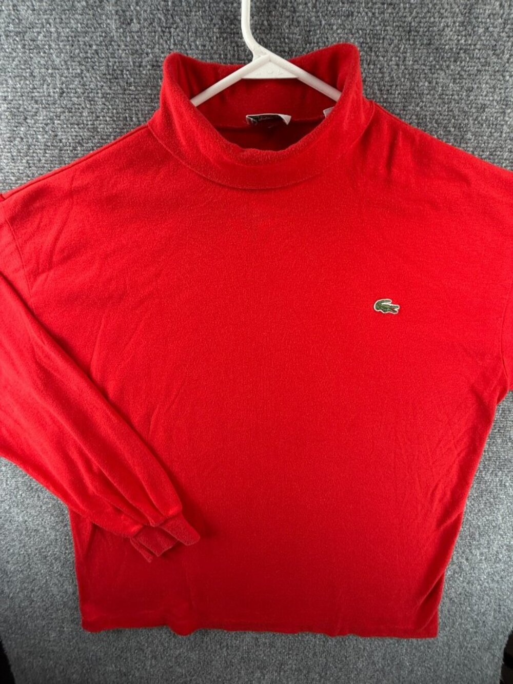 VTG Izod Lacoste Turtleneck Sweater Red XL USA Made Knit Pullover Long Sleeve